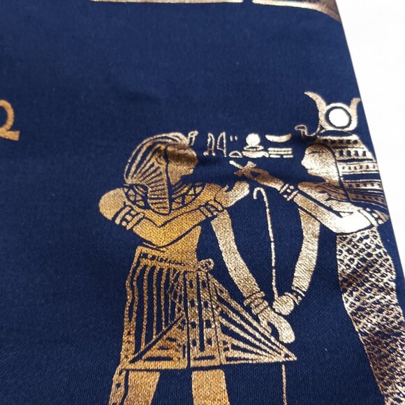 Midnight Blue Egyptian Graphic Beach Bag w/ Rope Handles & Gold Foil Design NWOT - Picture 9 of 9